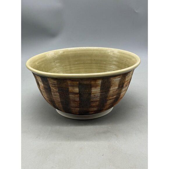 Vintage 1975 Ceramic Bowl With Textured Brown Beige Pattern signed artist READ - Picture 5 of 10